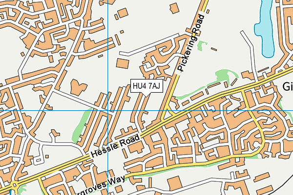 HU4 7AJ map - OS VectorMap District (Ordnance Survey)