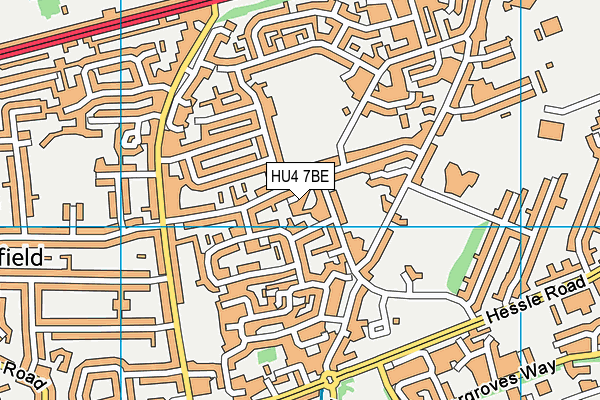 HU4 7BE map - OS VectorMap District (Ordnance Survey)