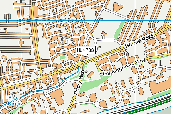 HU4 7BG map - OS VectorMap District (Ordnance Survey)