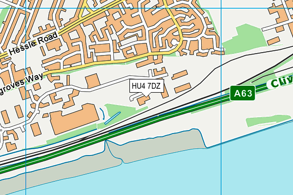 HU4 7DZ map - OS VectorMap District (Ordnance Survey)