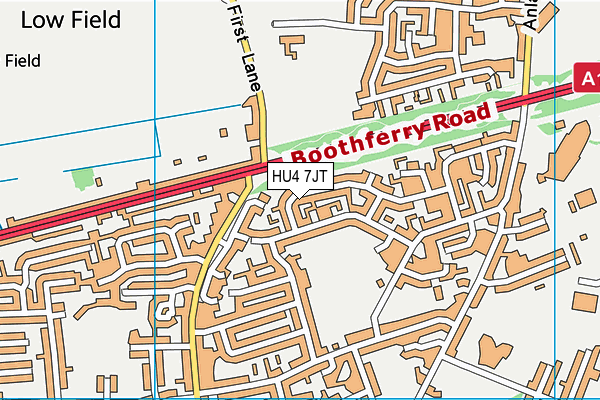 HU4 7JT map - OS VectorMap District (Ordnance Survey)