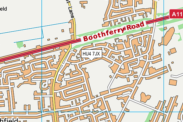 HU4 7JX map - OS VectorMap District (Ordnance Survey)