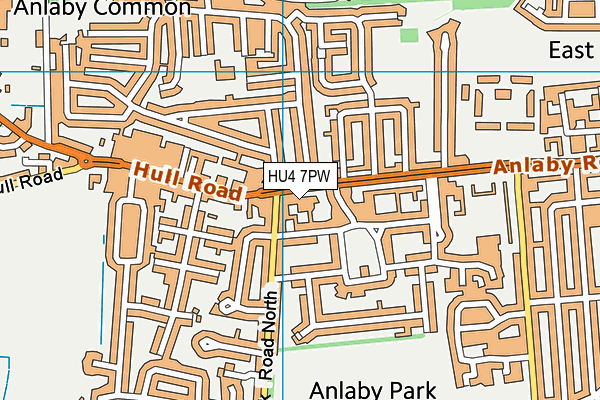 HU4 7PW map - OS VectorMap District (Ordnance Survey)