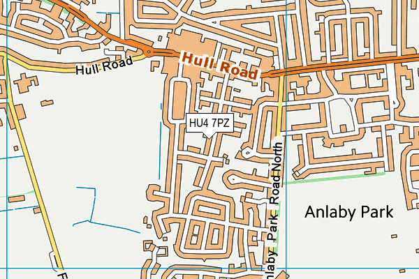 HU4 7PZ map - OS VectorMap District (Ordnance Survey)