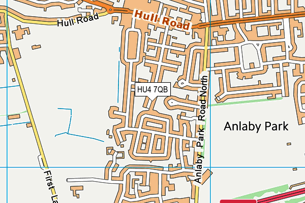 HU4 7QB map - OS VectorMap District (Ordnance Survey)