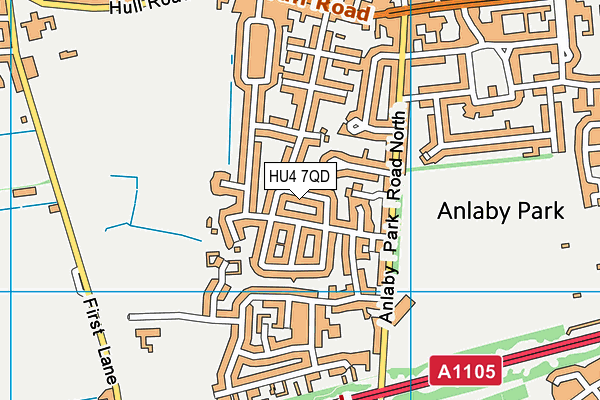 HU4 7QD map - OS VectorMap District (Ordnance Survey)