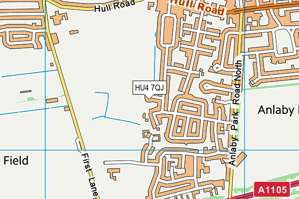 HU4 7QJ map - OS VectorMap District (Ordnance Survey)