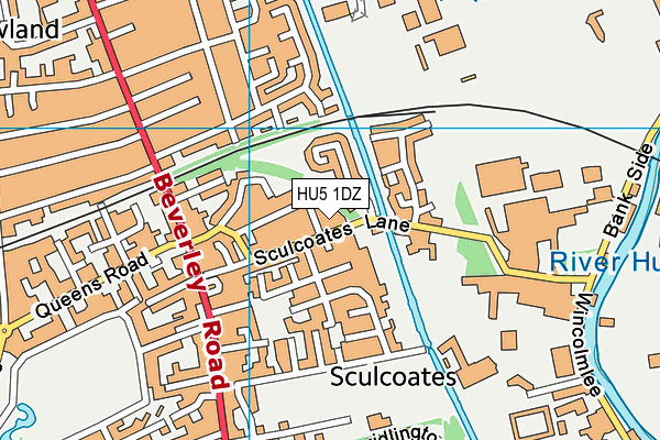 HU5 1DZ map - OS VectorMap District (Ordnance Survey)