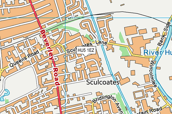 HU5 1EZ map - OS VectorMap District (Ordnance Survey)