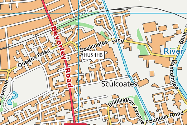 HU5 1HB map - OS VectorMap District (Ordnance Survey)