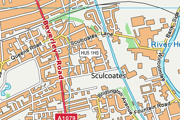 HU5 1HS map - OS VectorMap District (Ordnance Survey)