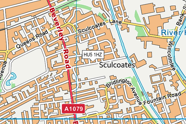 HU5 1HZ map - OS VectorMap District (Ordnance Survey)