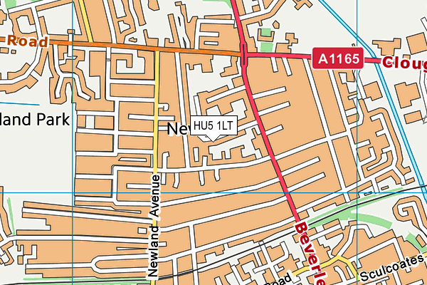 HU5 1LT map - OS VectorMap District (Ordnance Survey)