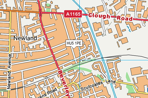 HU5 1PE map - OS VectorMap District (Ordnance Survey)