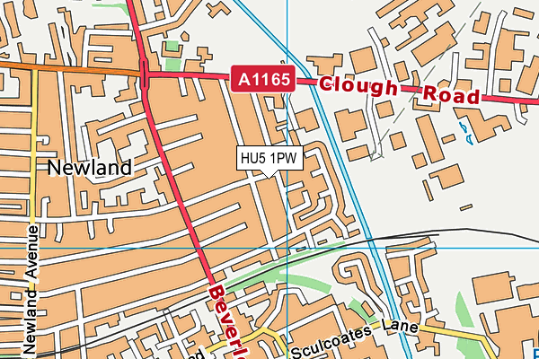 HU5 1PW map - OS VectorMap District (Ordnance Survey)