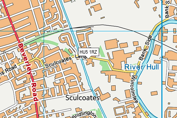 HU5 1RZ map - OS VectorMap District (Ordnance Survey)