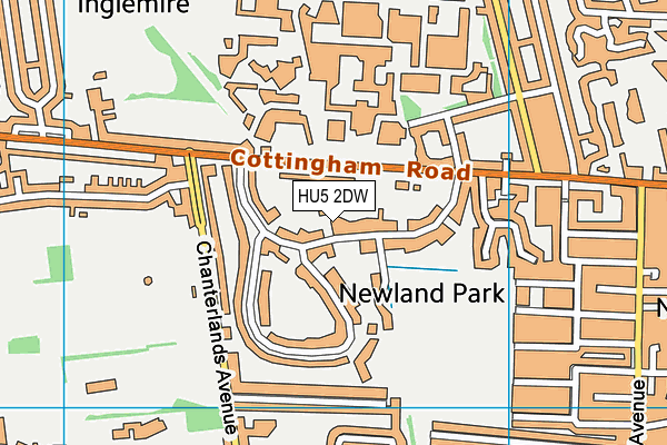 HU5 2DW map - OS VectorMap District (Ordnance Survey)