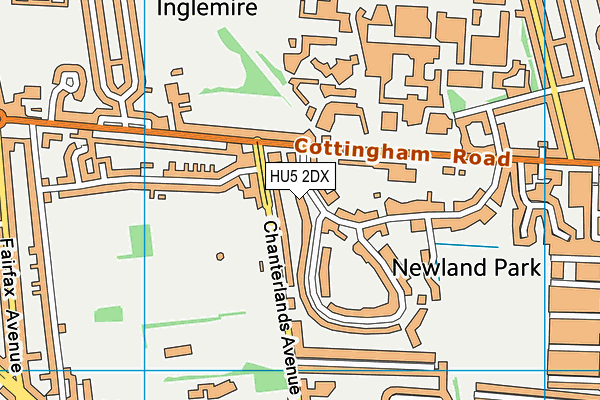 HU5 2DX map - OS VectorMap District (Ordnance Survey)