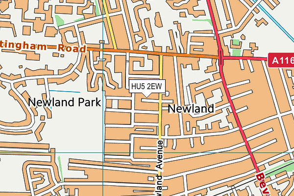 HU5 2EW map - OS VectorMap District (Ordnance Survey)