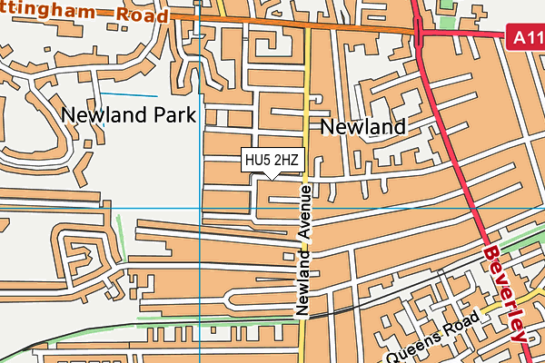 HU5 2HZ map - OS VectorMap District (Ordnance Survey)