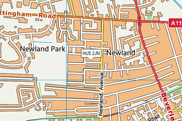 HU5 2JN map - OS VectorMap District (Ordnance Survey)
