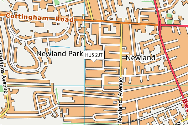 HU5 2JT map - OS VectorMap District (Ordnance Survey)