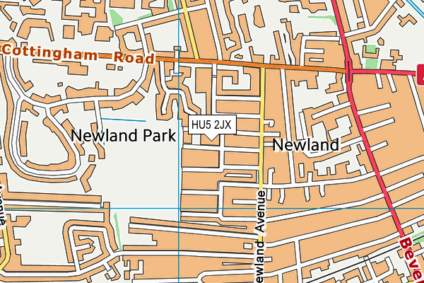 HU5 2JX map - OS VectorMap District (Ordnance Survey)