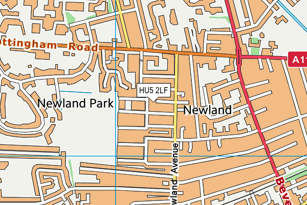 HU5 2LF map - OS VectorMap District (Ordnance Survey)