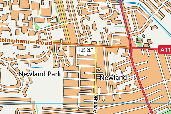HU5 2LT map - OS VectorMap District (Ordnance Survey)