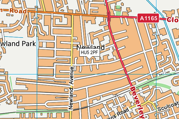 HU5 2PF map - OS VectorMap District (Ordnance Survey)