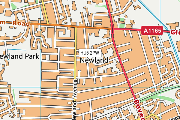 HU5 2PW map - OS VectorMap District (Ordnance Survey)