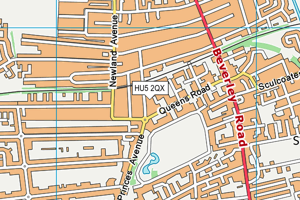 HU5 2QX map - OS VectorMap District (Ordnance Survey)
