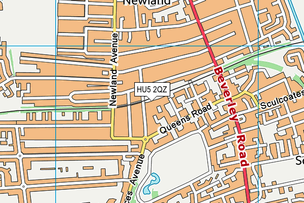 HU5 2QZ map - OS VectorMap District (Ordnance Survey)