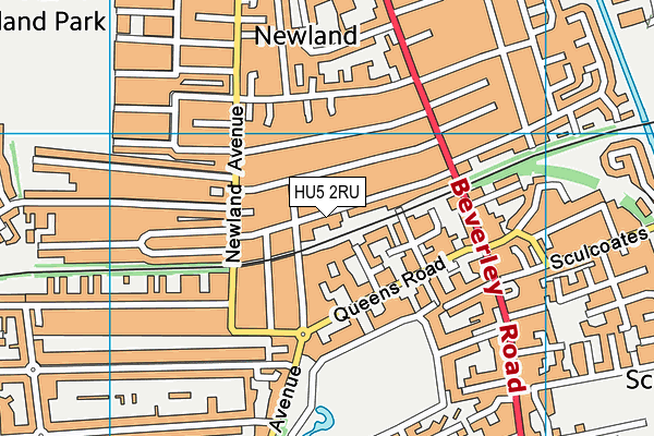 HU5 2RU map - OS VectorMap District (Ordnance Survey)