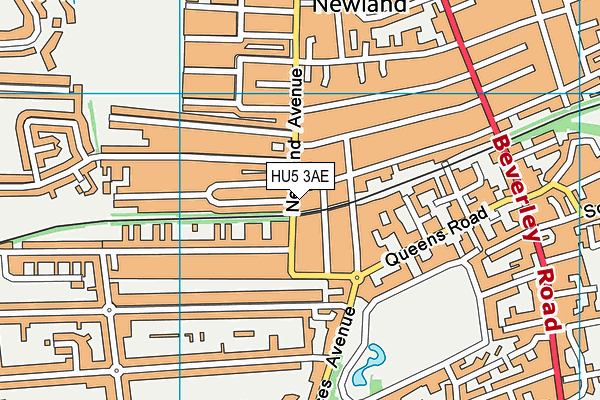 HU5 3AE map - OS VectorMap District (Ordnance Survey)