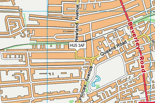 HU5 3AF map - OS VectorMap District (Ordnance Survey)