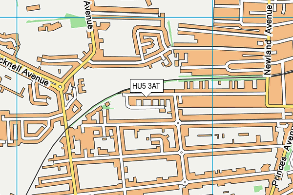 HU5 3AT map - OS VectorMap District (Ordnance Survey)