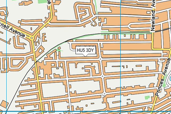 HU5 3DY map - OS VectorMap District (Ordnance Survey)