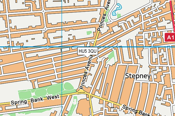 HU5 3QU map - OS VectorMap District (Ordnance Survey)