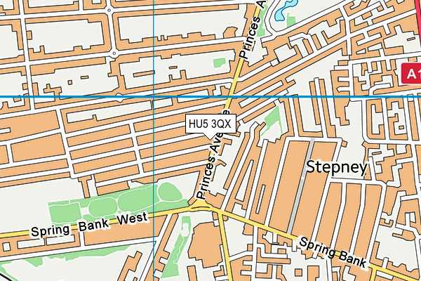 HU5 3QX map - OS VectorMap District (Ordnance Survey)