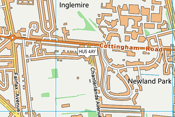 HU5 4AY map - OS VectorMap District (Ordnance Survey)