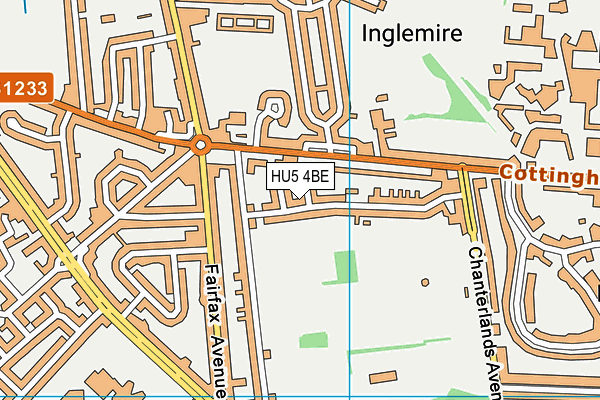 HU5 4BE map - OS VectorMap District (Ordnance Survey)