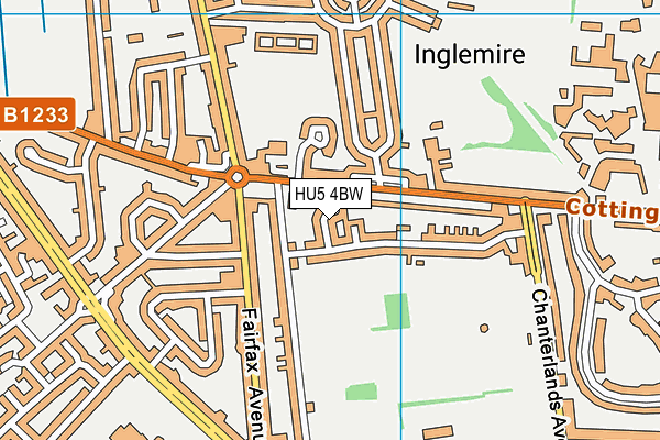 HU5 4BW map - OS VectorMap District (Ordnance Survey)