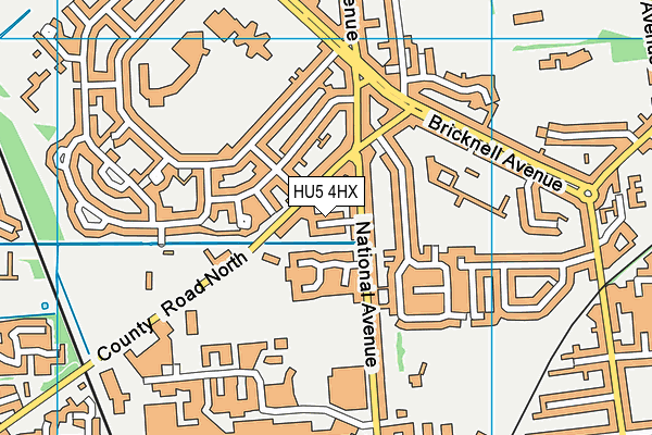 HU5 4HX map - OS VectorMap District (Ordnance Survey)