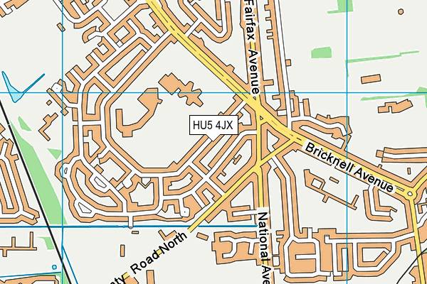 HU5 4JX map - OS VectorMap District (Ordnance Survey)