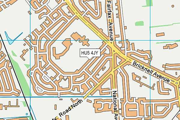 HU5 4JY map - OS VectorMap District (Ordnance Survey)