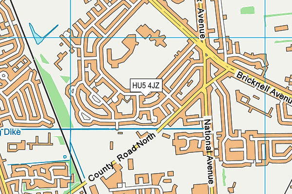 HU5 4JZ map - OS VectorMap District (Ordnance Survey)