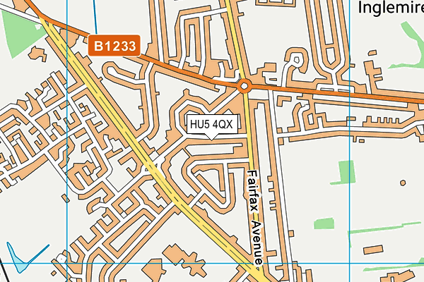 HU5 4QX map - OS VectorMap District (Ordnance Survey)