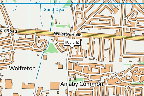 Springhead Avenue Playing Fields map (HU5 5HZ) - OS VectorMap District (Ordnance Survey)