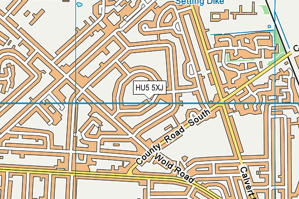 HU5 5XJ map - OS VectorMap District (Ordnance Survey)